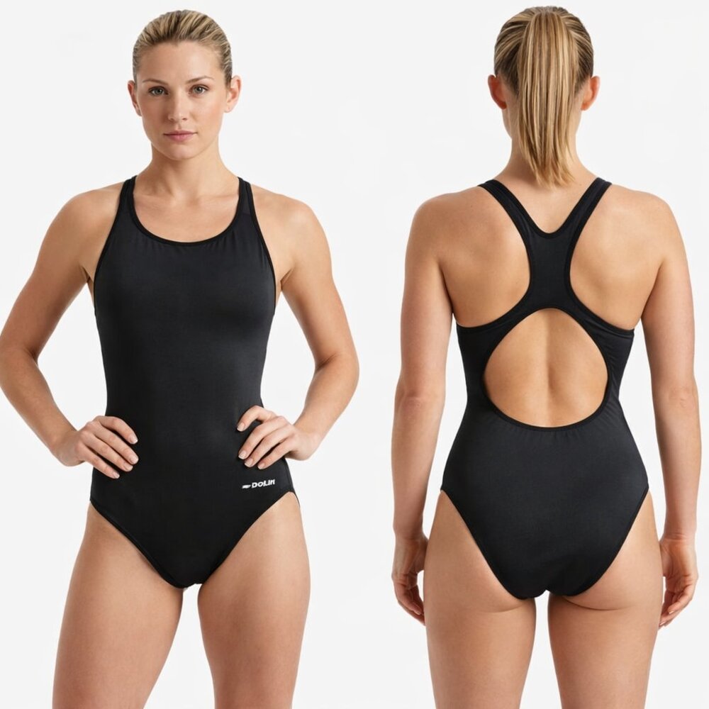 Women’s Dolfin Black One Piece Swimsuit - Size 34 / Medium - Multi Use - NEW